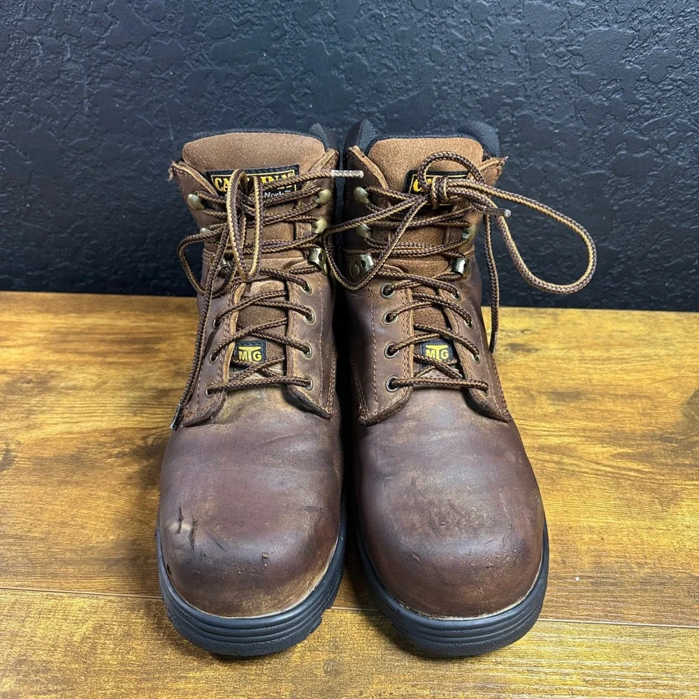 Carolina CA3527 Brown Leather Steel Toe Met Guard Work Boots Mens 10 2E Wide